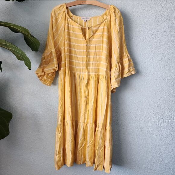 Robbie Bee tiered elbow sleeve boho peaseant cottagecore dress - Picture 1 of 16